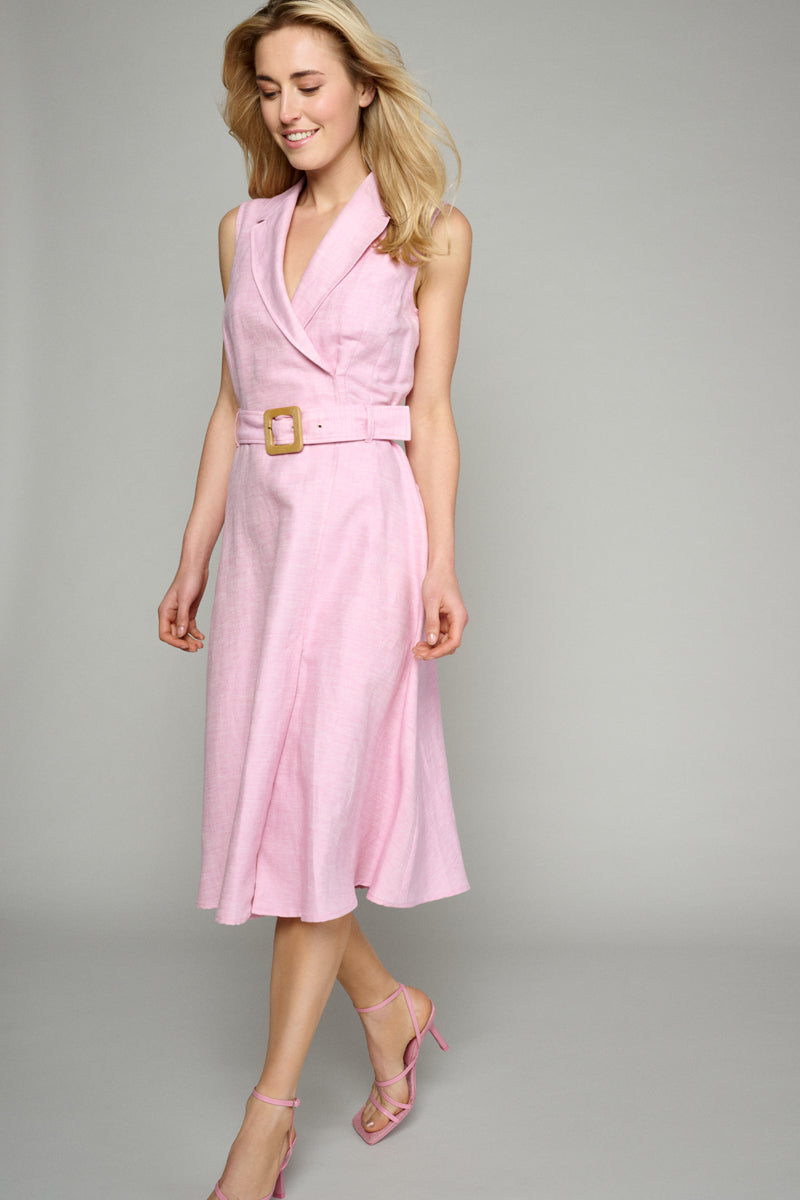 Elegante mouwloze roze jurk