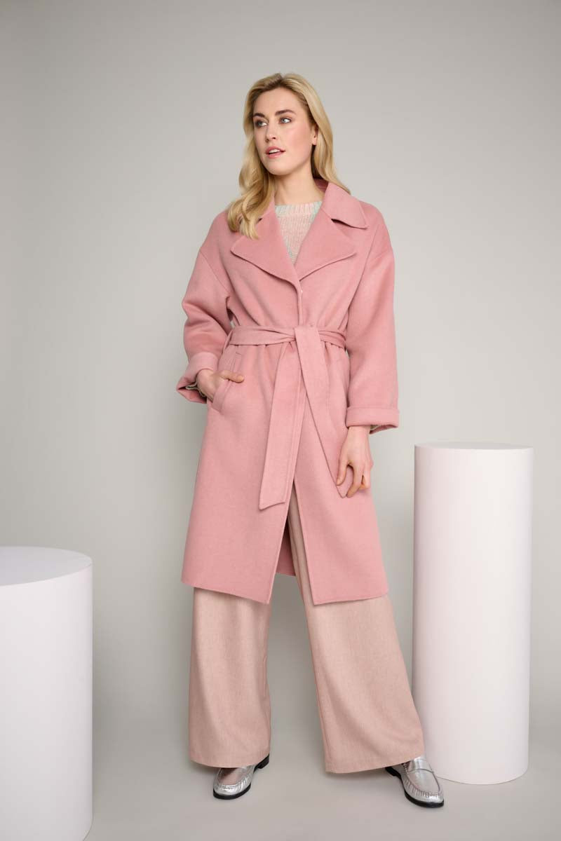 Long fashion manteau rose