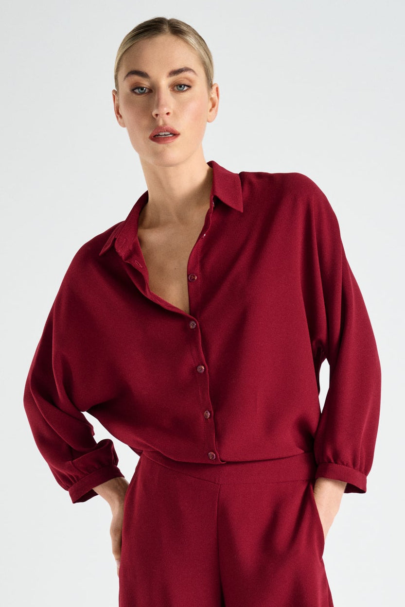 Sheer burgundy wide shirt