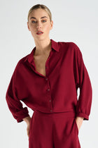 Sheer burgundy wide shirt
