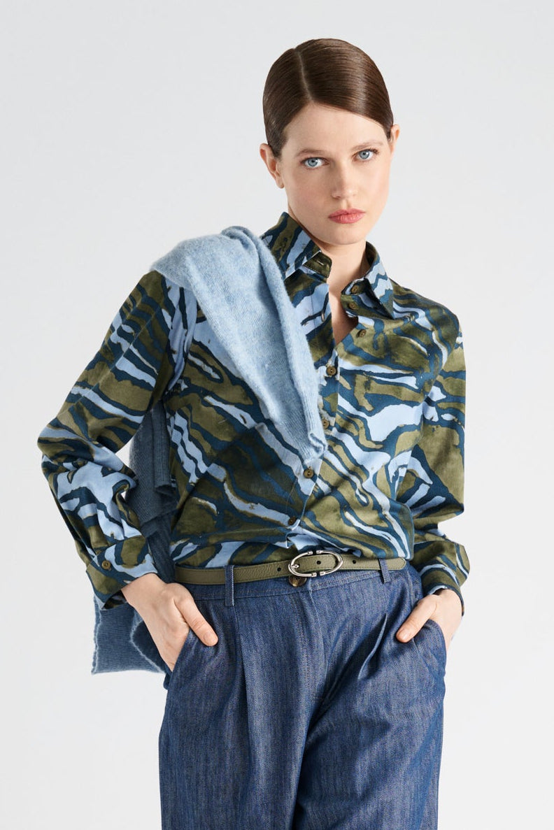 Chemise droite courte imprimé graphique