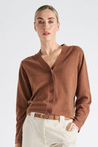 Cognac V-neck cardigan 