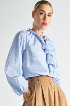Striped tunic shirt with ruffles