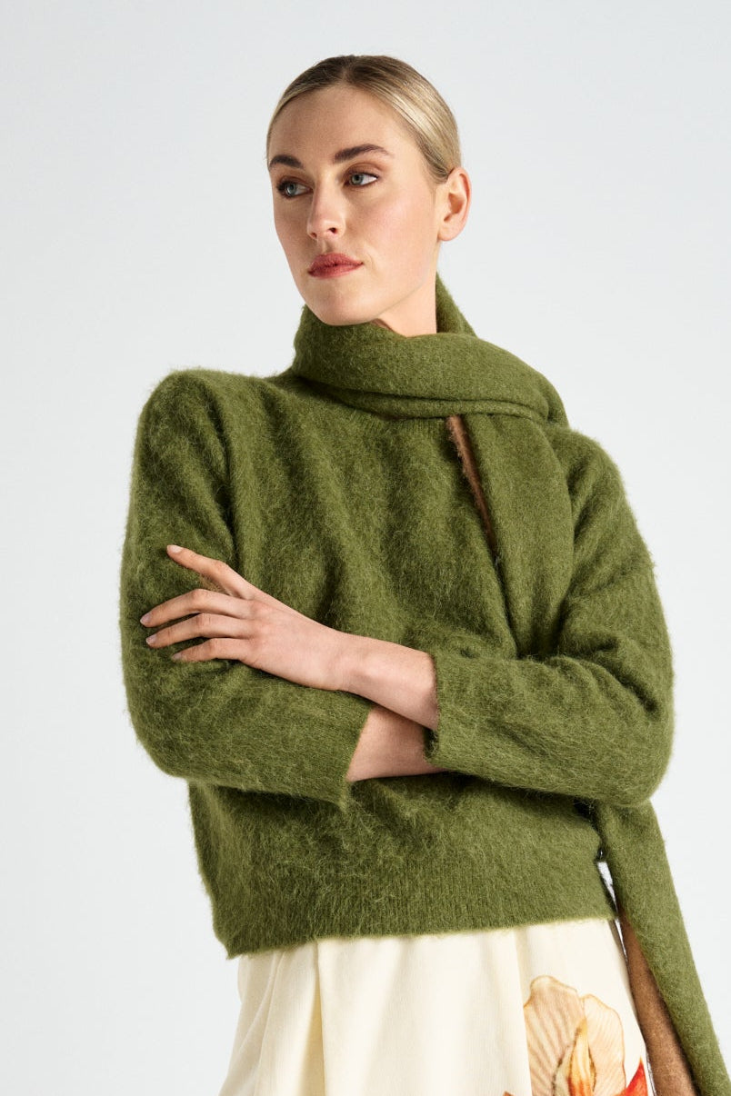 Pull ample kaki en alpaga