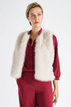 Waistcoat beige fausse fourrure sans col