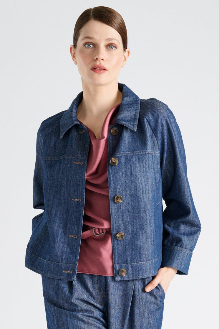 Veste-chemisier en denim droite