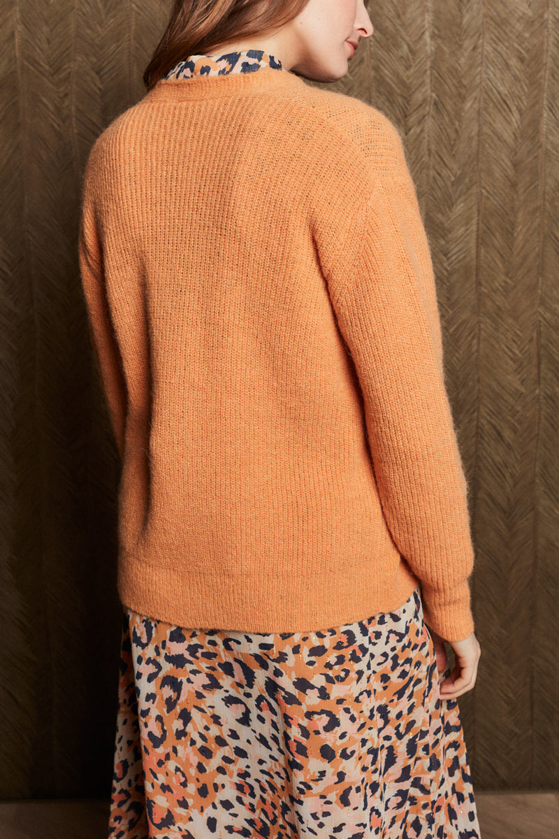 Comfortable salmon-colored cardigan