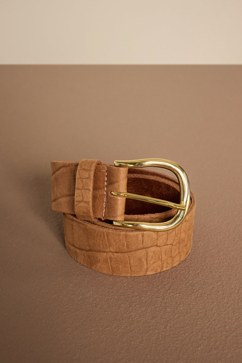 Ceinture en cuir camel