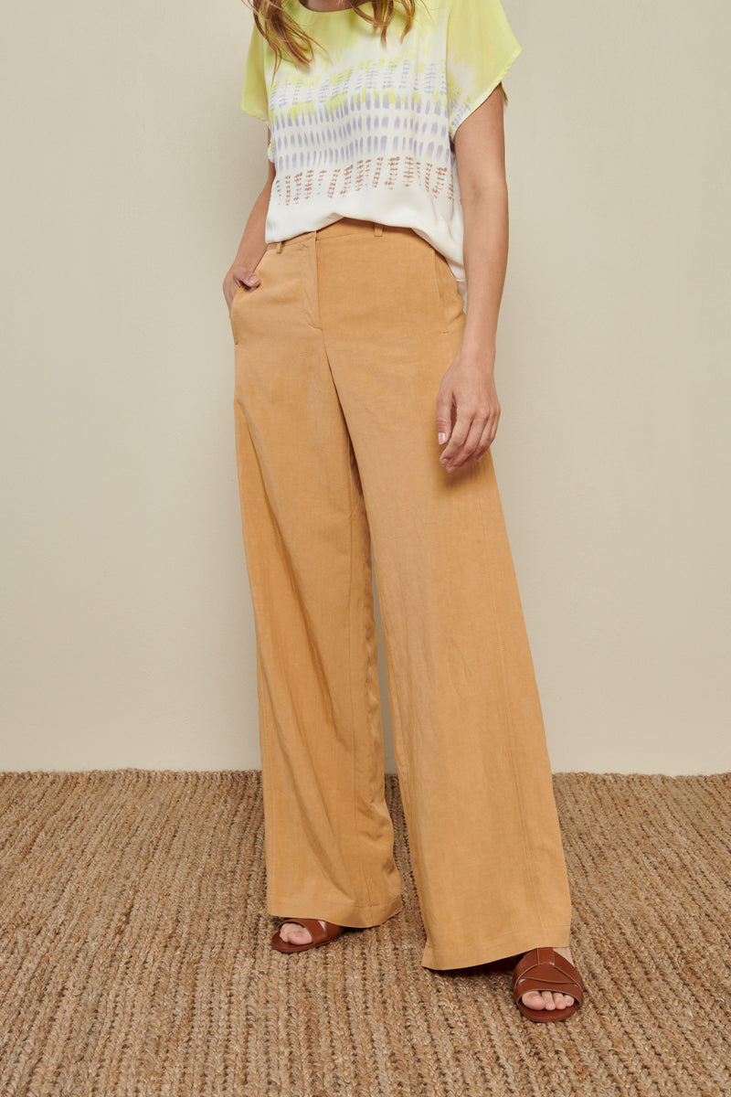 Wide-leg trousers in an orange linen mix