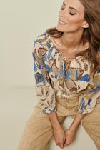 Tunic blouse with flower print 