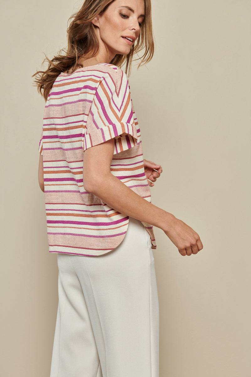 Tunic blouse with colourful stripes