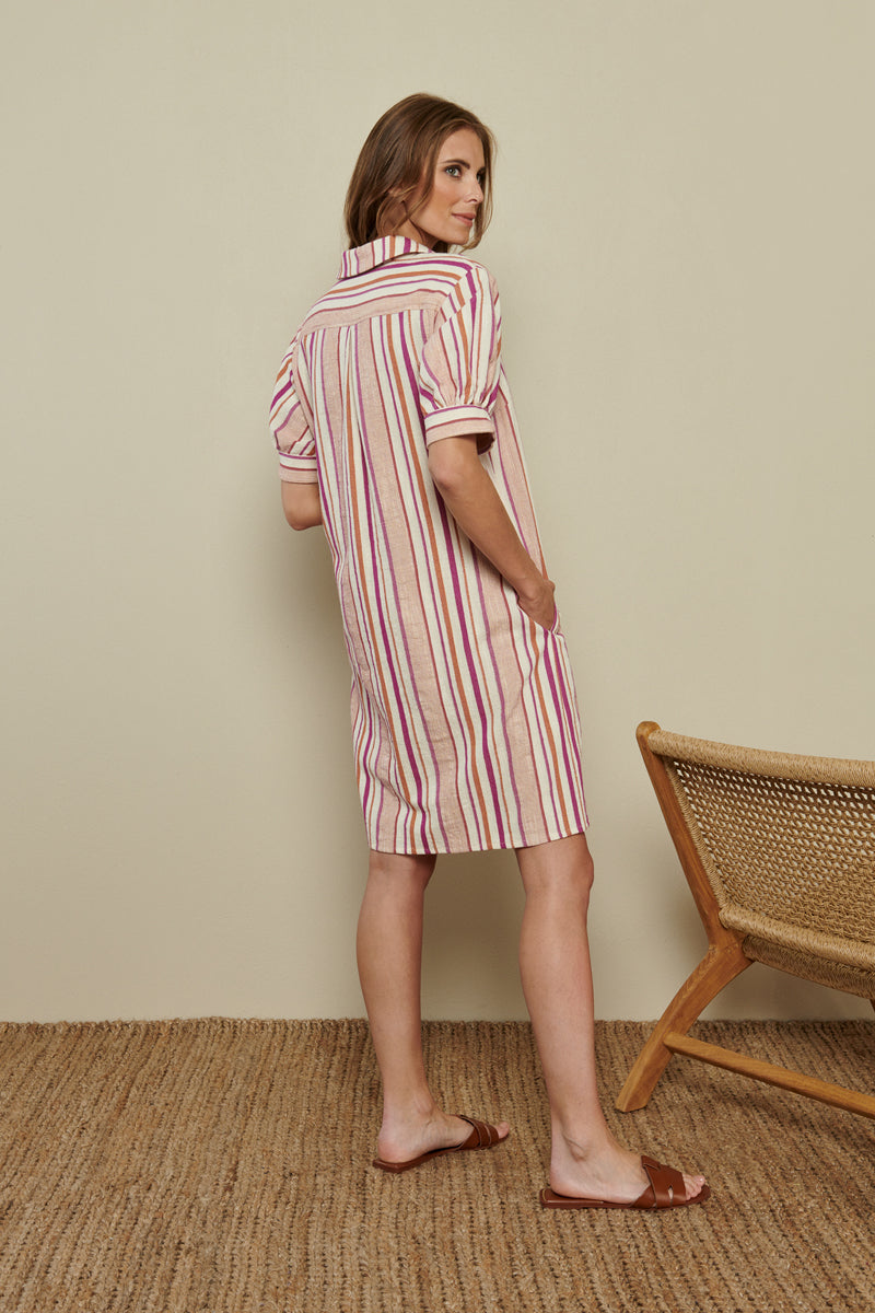 Shirt dress with stripes