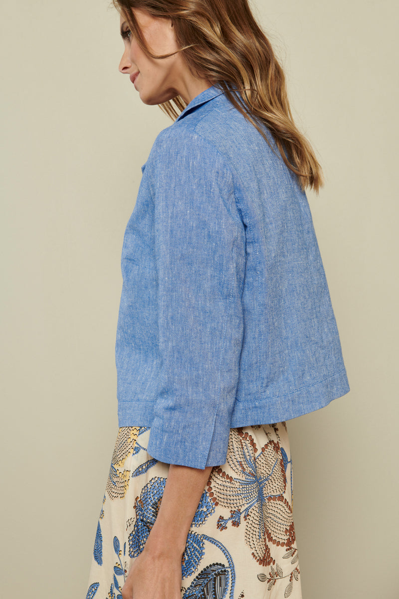 Jacket in blue linen