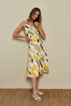 Summer mididress with tri-colour print