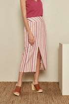 Midi skirt with colourful stripes 