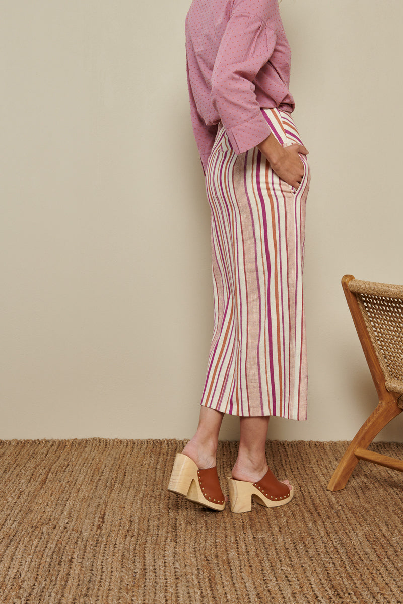 Midi skirt with colourful stripes 