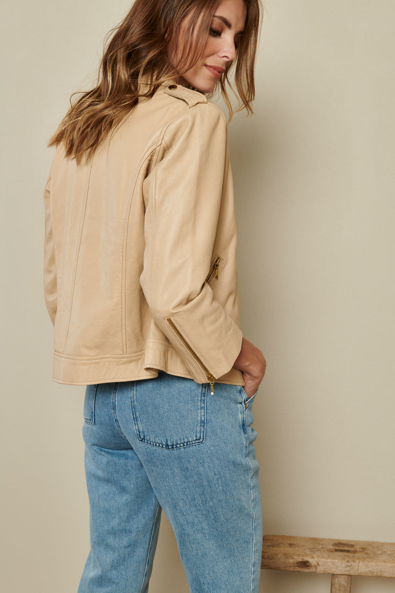 Beige leather jacket