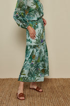 Long skirt in tropical flower print