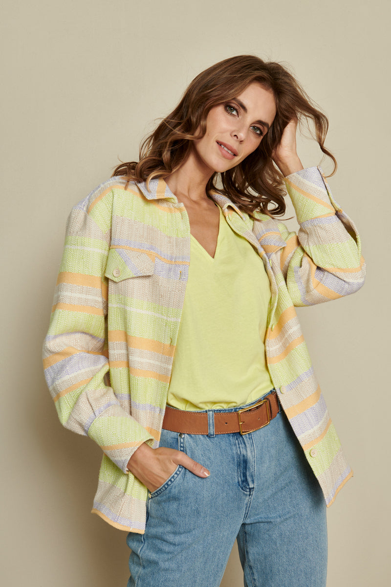 Tunic jacket with colourful stripes