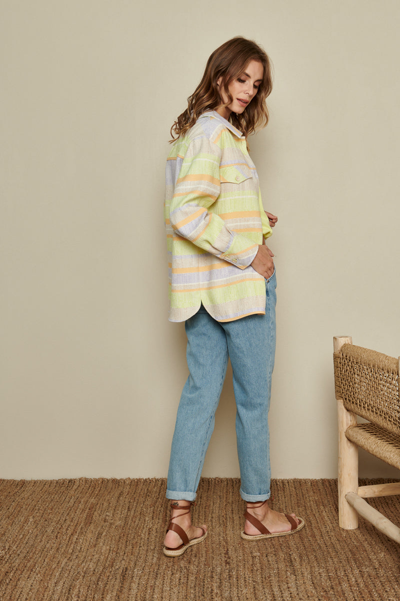 Tunic jacket with colourful stripes