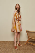 Loose dress with colourful stripes 