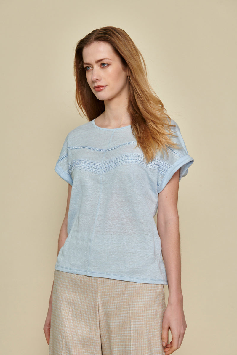 Light blue t-shirt with openwork