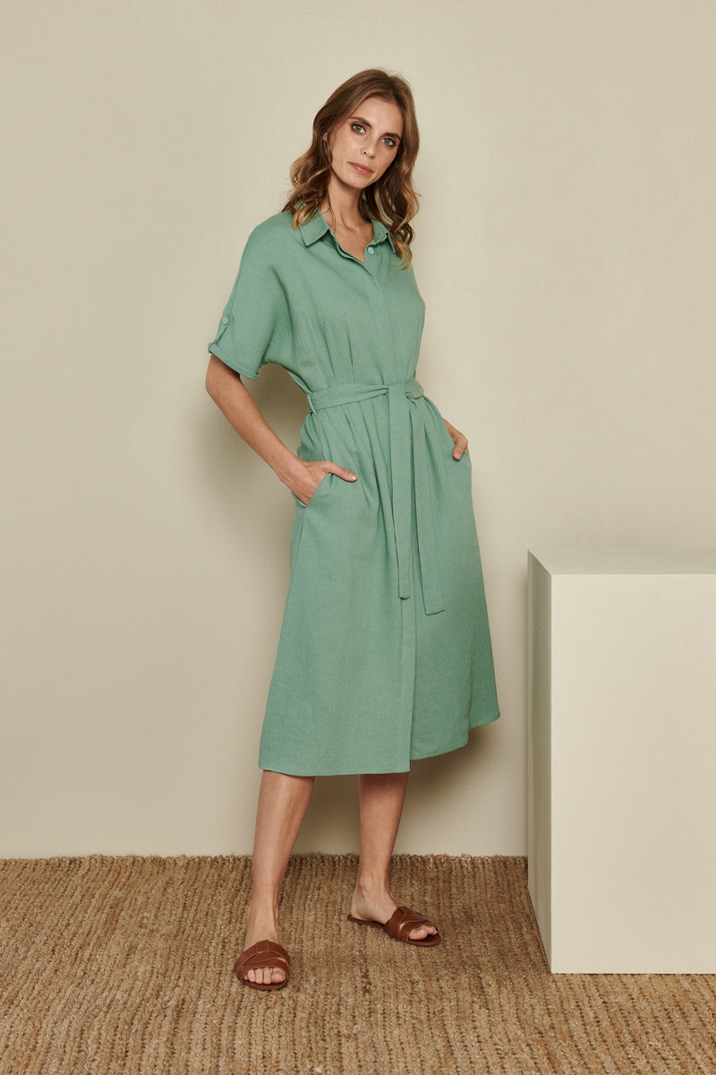 Dress in lagoon green