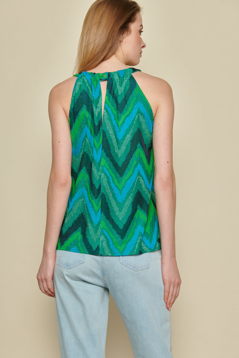 Zomerse top in felgroene print