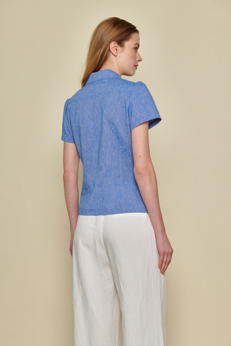 Blue linen blouse