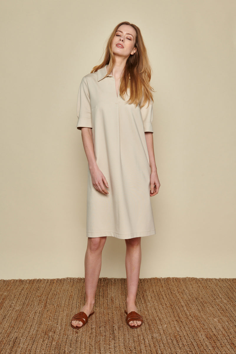 Shirt dress in ecru