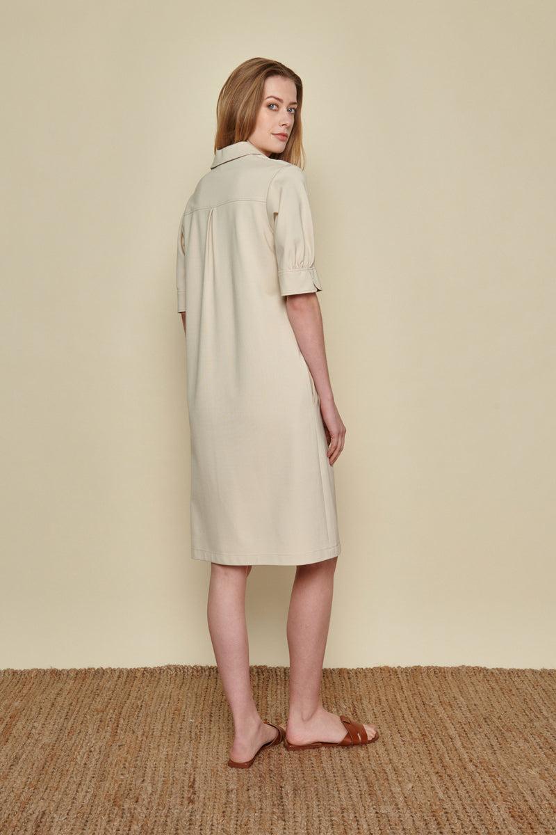 Shirt dress in ecru