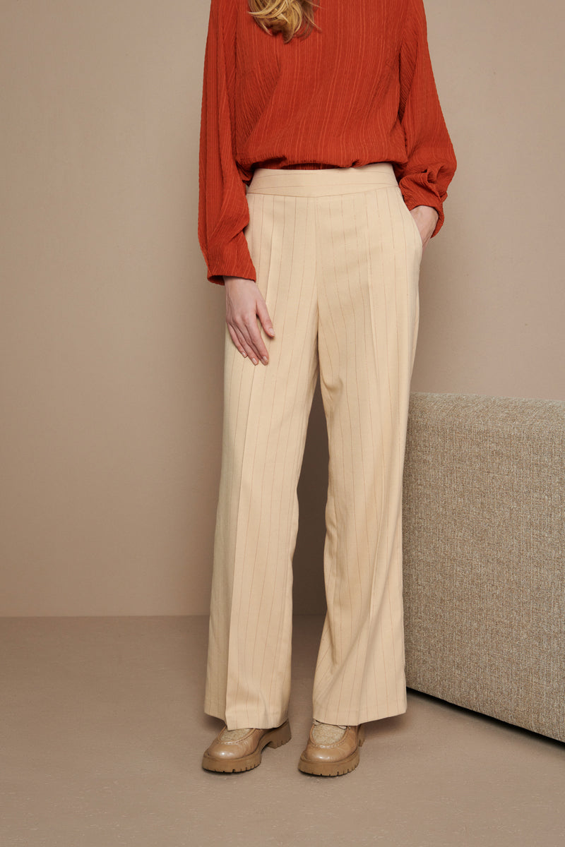 Pantalon beige ample avec lurex