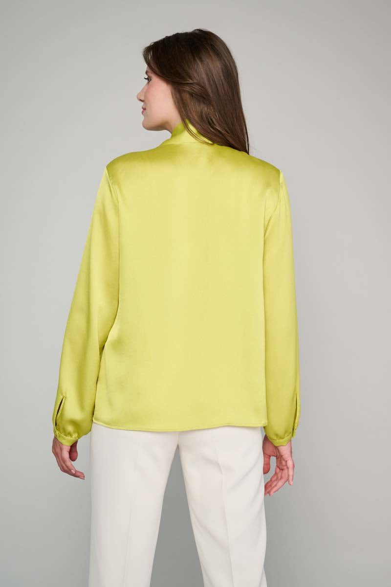 Olive green blouse with shawl collar