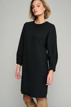 Black tunic dress with long sleeves