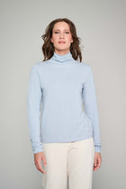 Roll-neck pullover in light blue