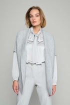 Grey cape with buckle fastening 