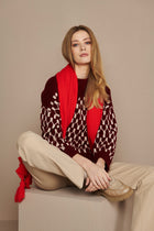 Red fringed scarf