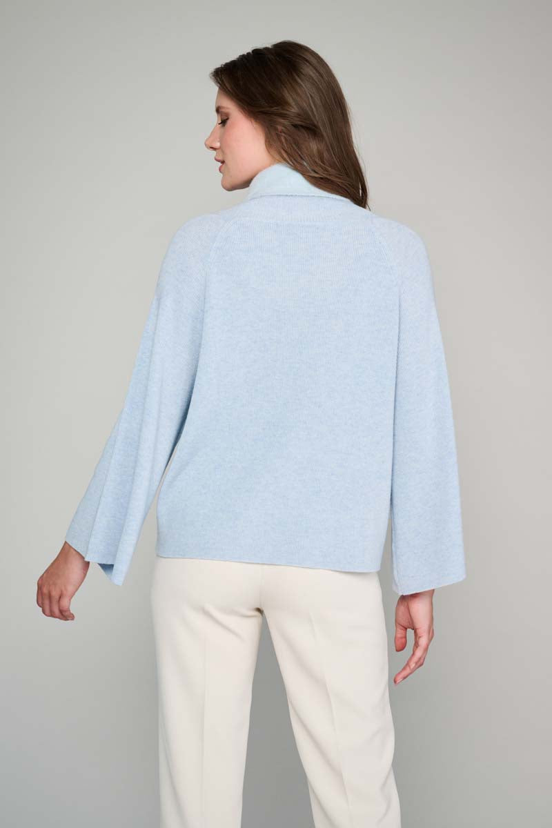 Light blue pullover with flared sleeves