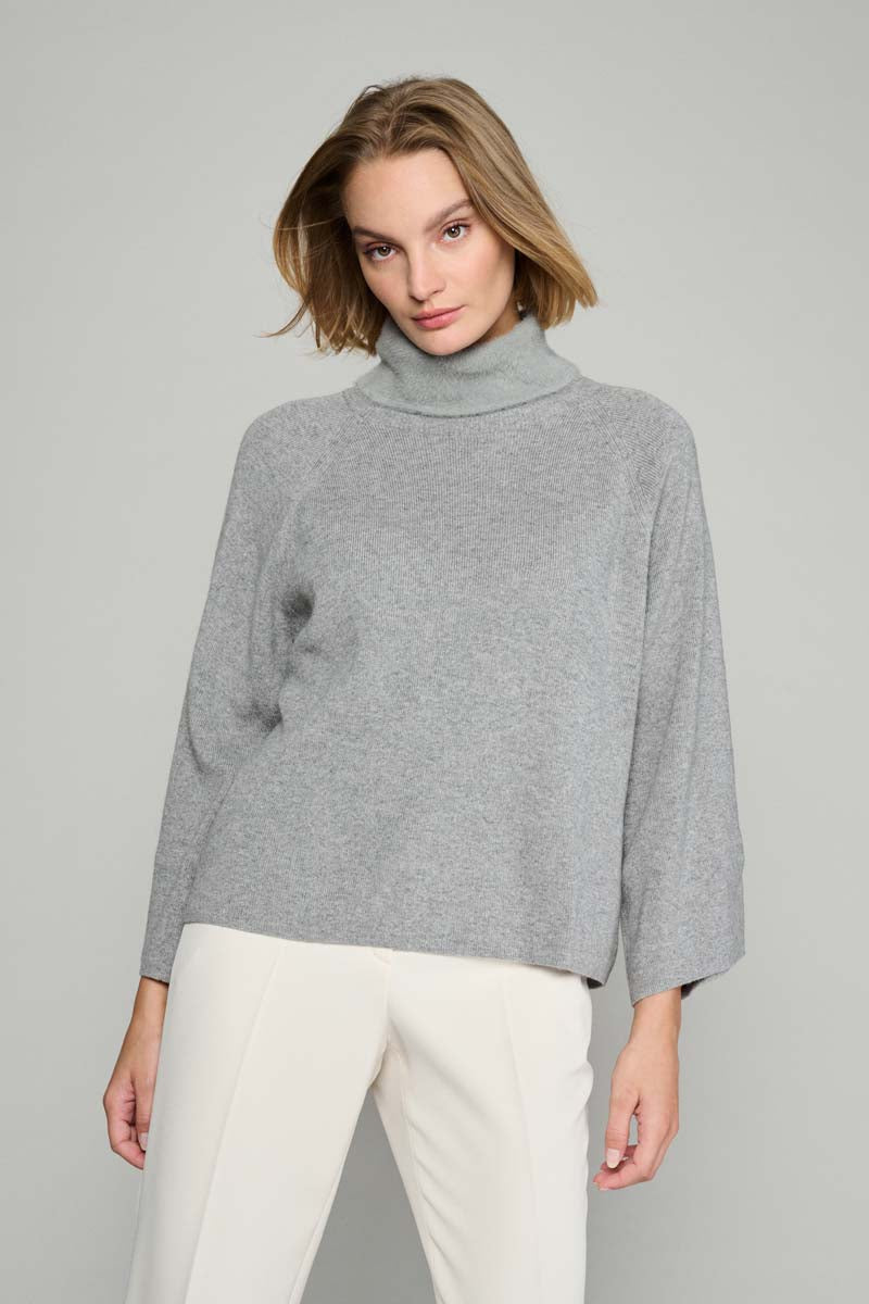 Grey pullover with flared sleeves