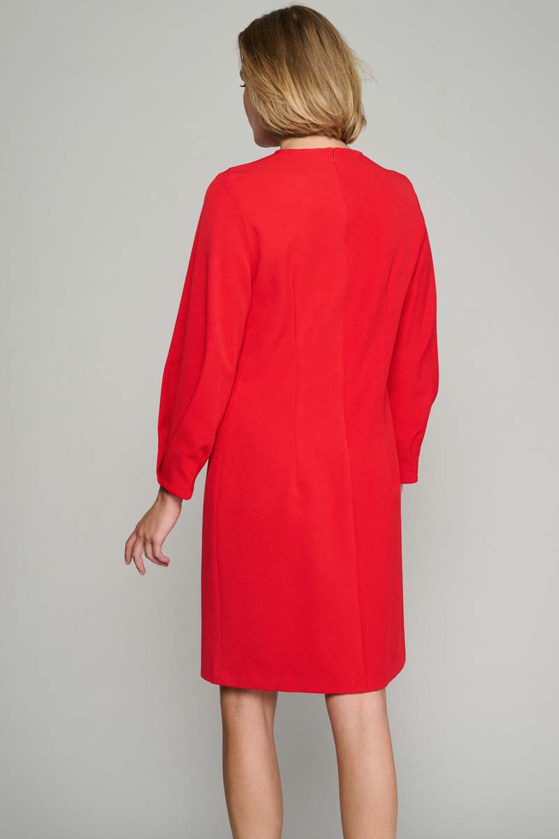 Red tunic dress with long sleeves 