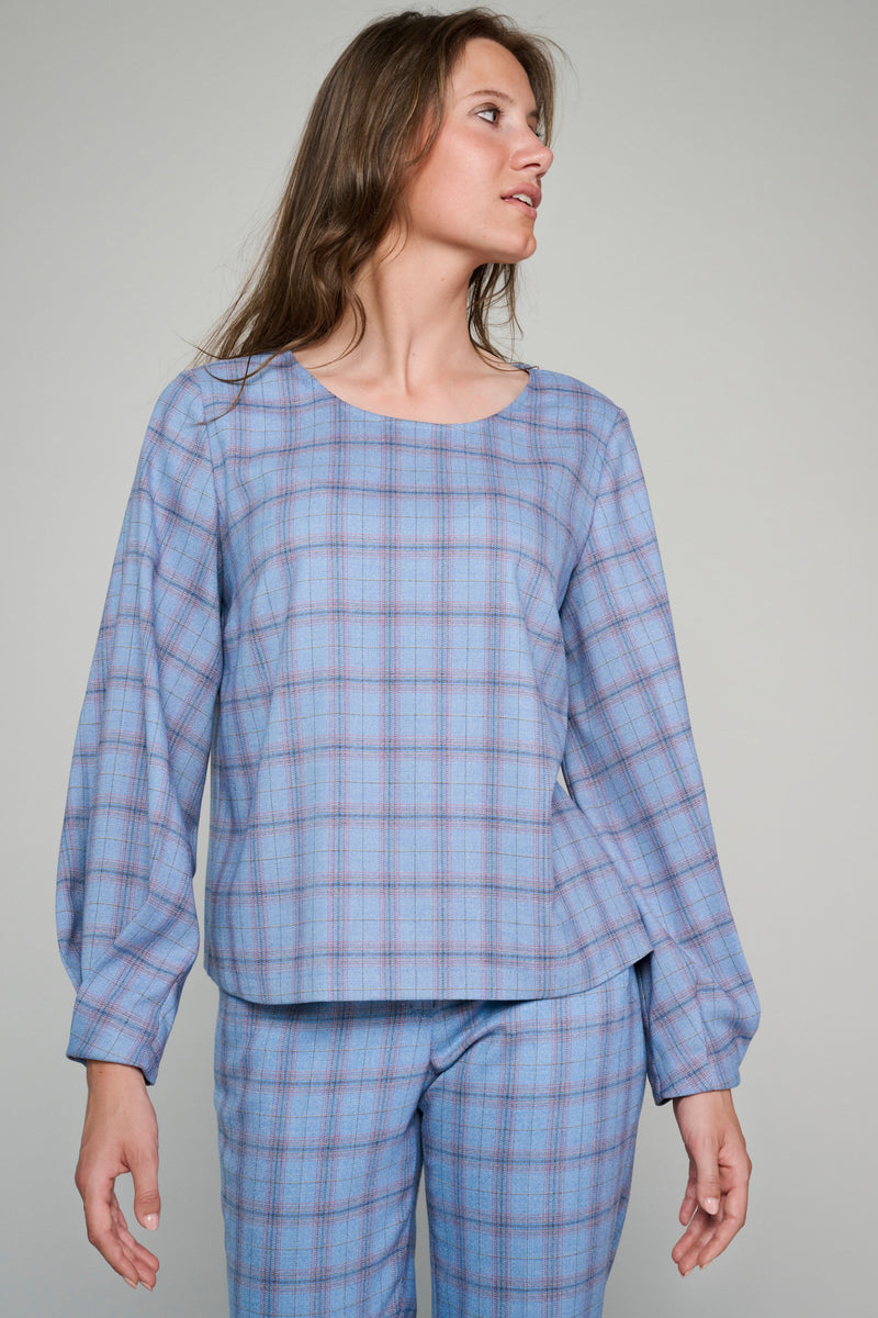 Checkered tunic blouse
