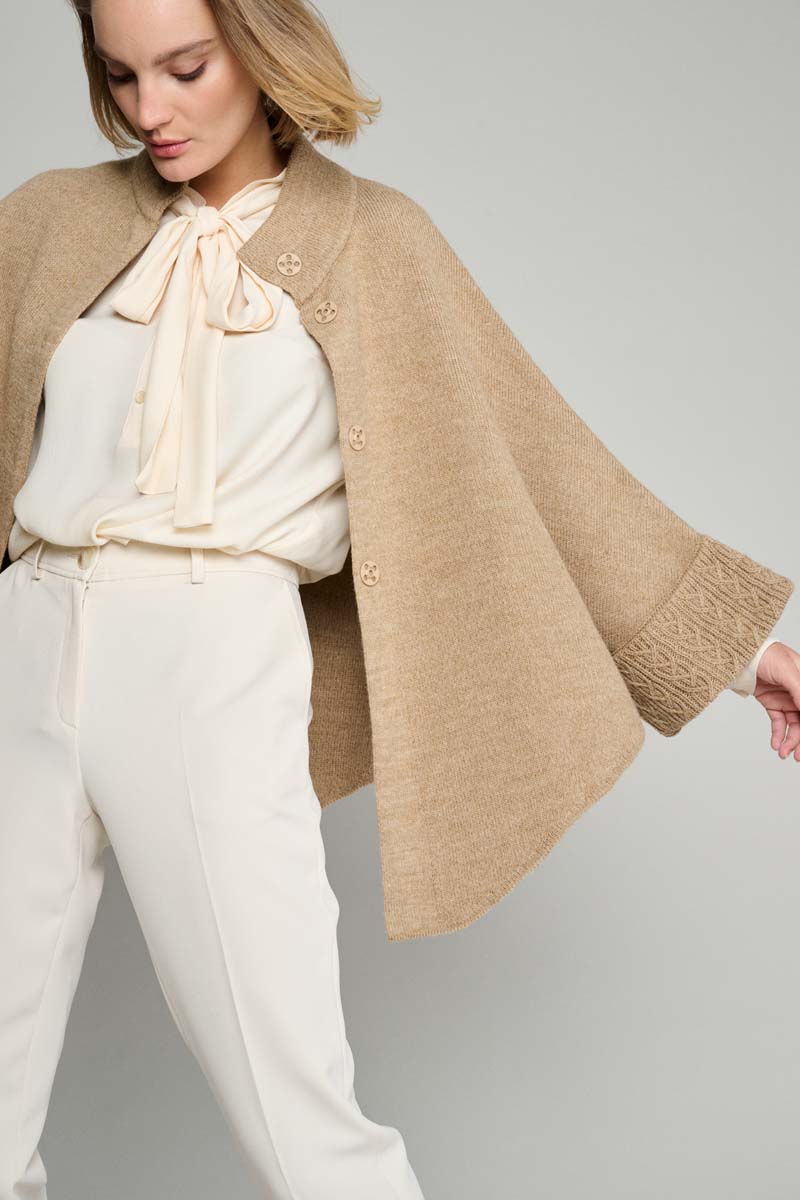 Camel cape with snap buttons