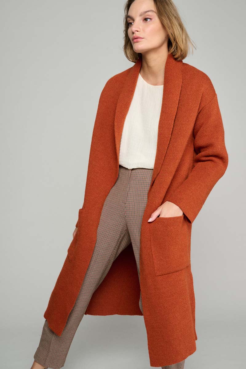 Long cardigan marron clair