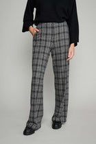 Wide leg pants with check pattern