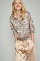 Satin blouse with graphic print