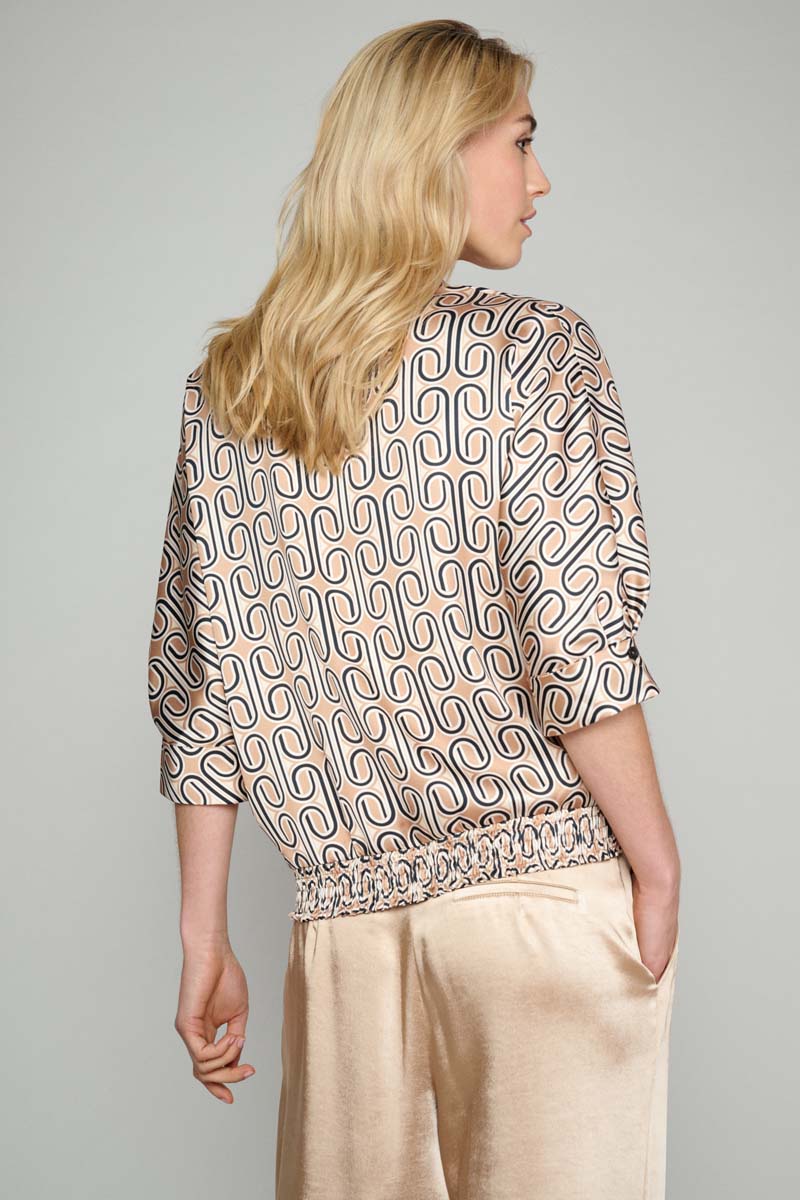 Satin blouse with graphic print