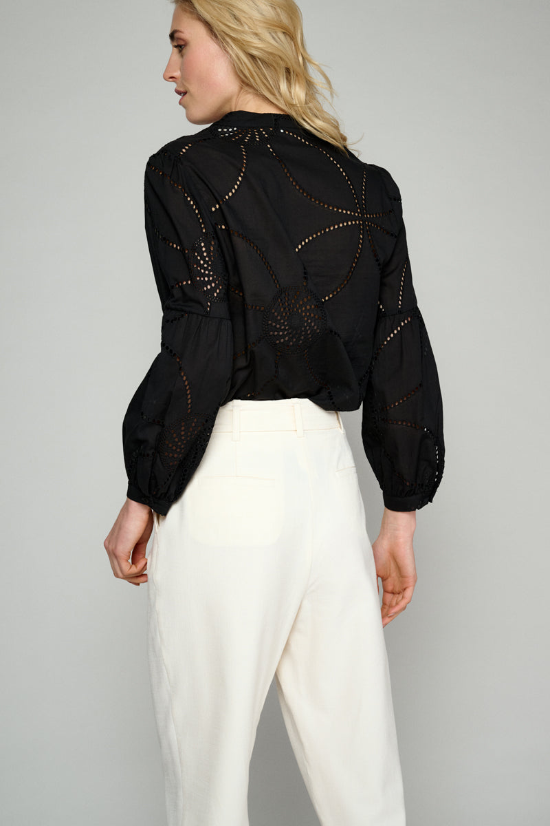 Black blouse in broderie Anglaise