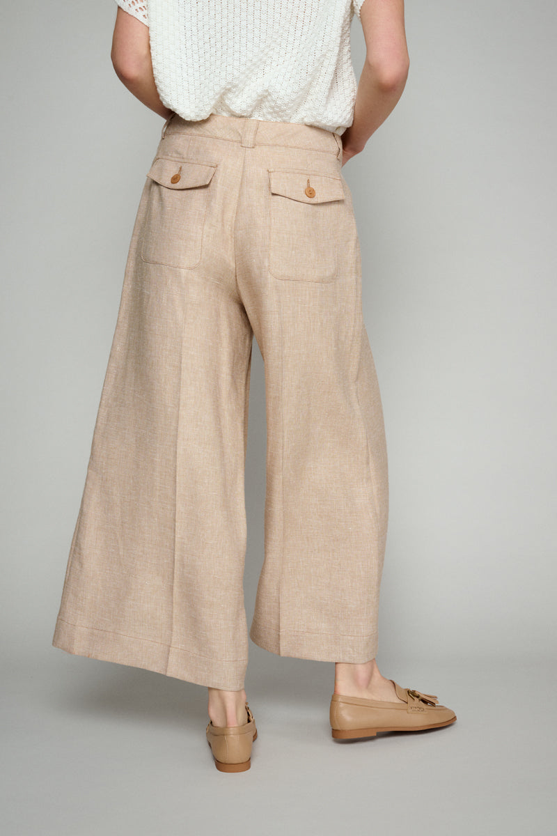 Wide trousers in pique fabric