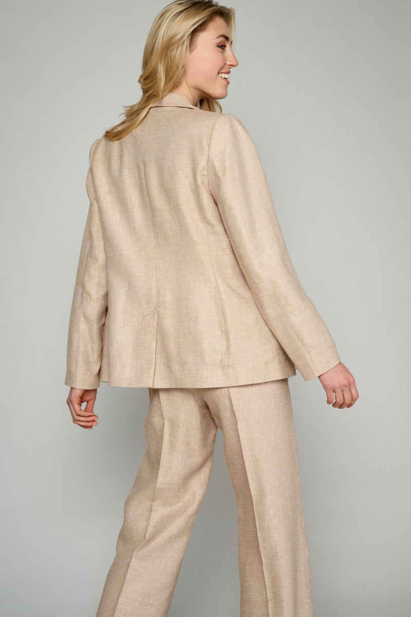 Beige blazer in linen-cotton blend 