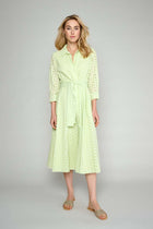 Green shirt dress in broderie Anglaise